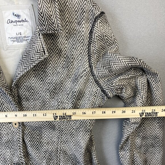 Aeropostale Eighty-Seven Blazer Womens L Espresso Cream Chevron Pattern Academia - Picture 6 of 13